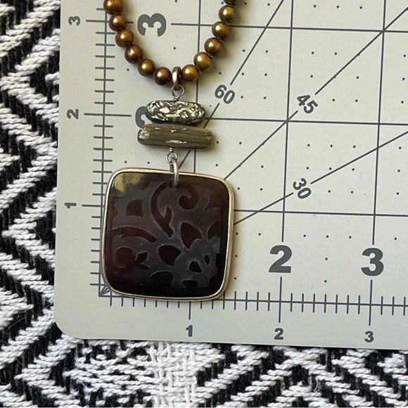 SILPADA | Retired Black Pen Shell Carved Pendant Sterling Silver 15"+3" Necklace - Picture 8 of 14